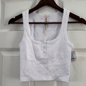 FP Movement by Free People White Buttoned Crop Top